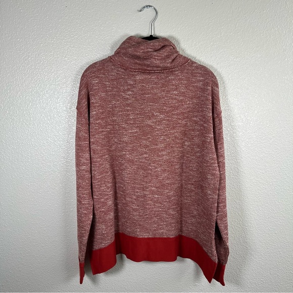 Peace Love World Birdseye Two-Tone Heather Rose Red Cowl Neck Pullover Small - Picture 10 of 12